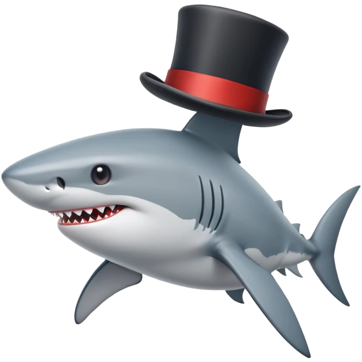 Shark with a top hat emoji