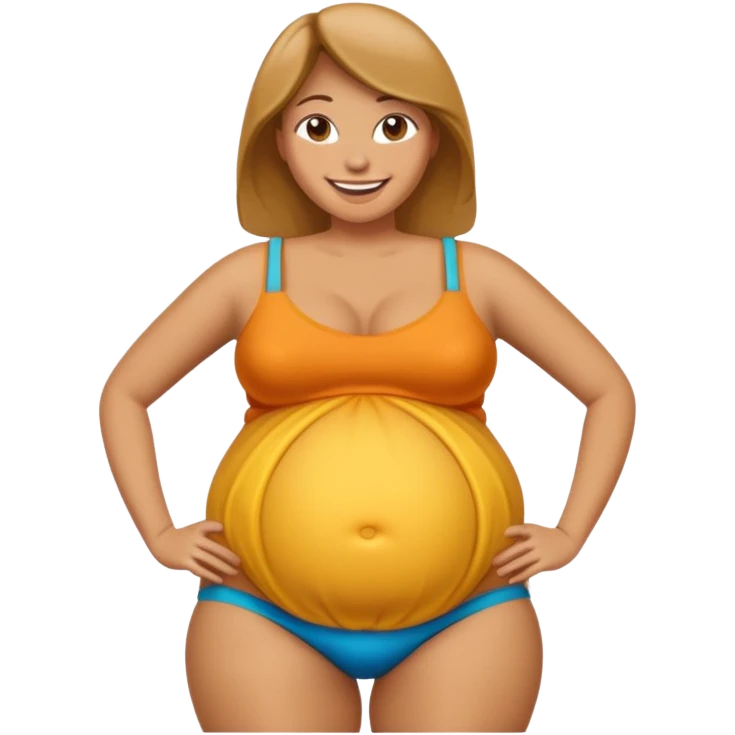 tan woman with inflated belly emoji
