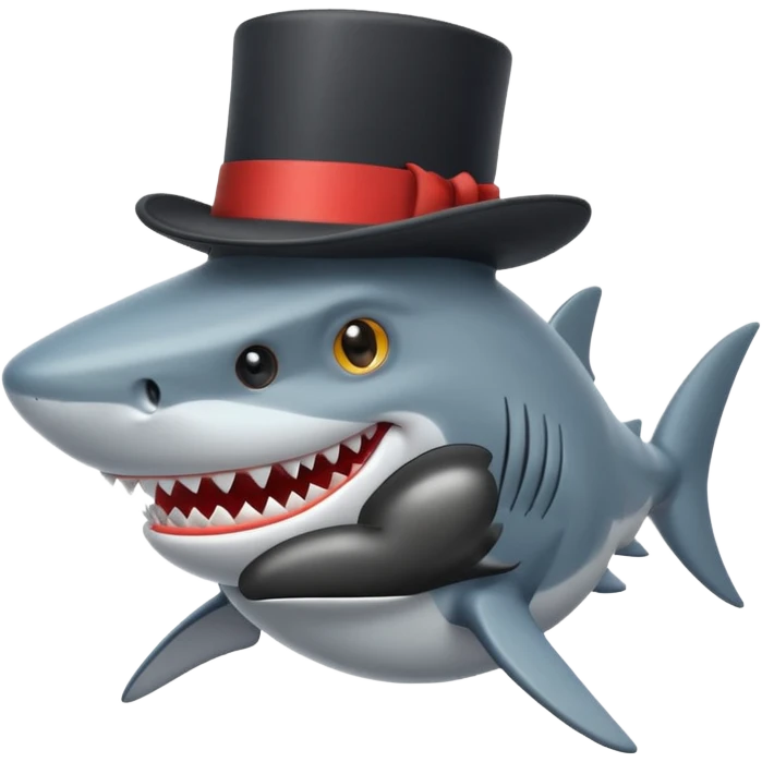 Shark with a top hat emoji
