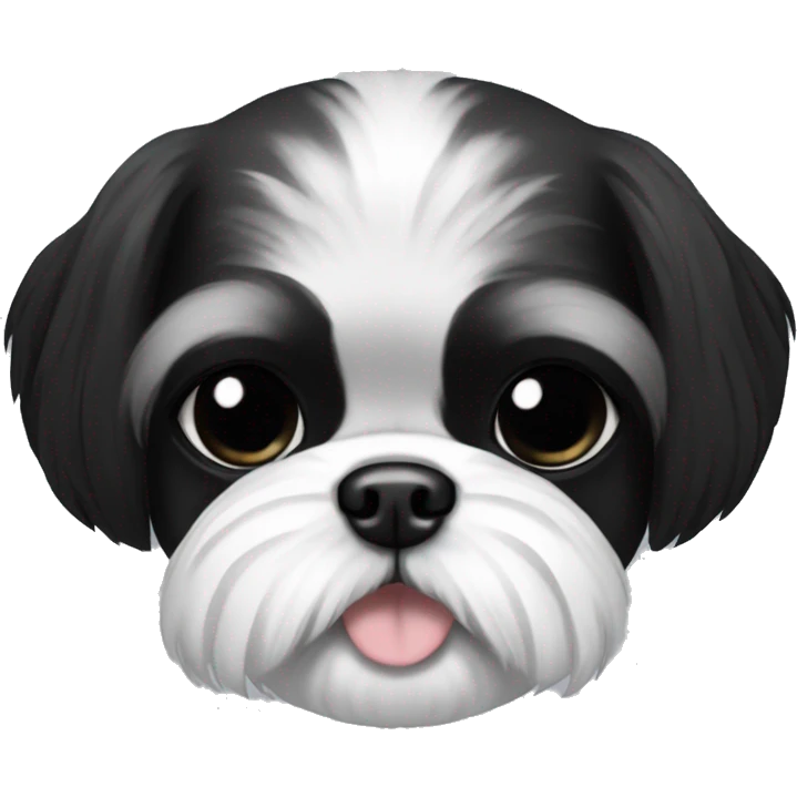 Shihtzu black and white with black face emoji