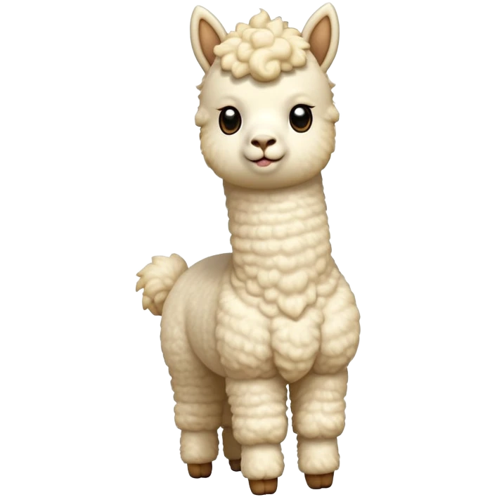 cinematic-[cream alpaca]-realistic-full-body-standing-emoji,-tail-flicking-lazily,-head-tilted-dramatically,-curly-[cream]-fur,-simplified-yet-realistic-focused-features,-highly-detailed,-glowing-with-an-almost-sarcastic-glow emoji