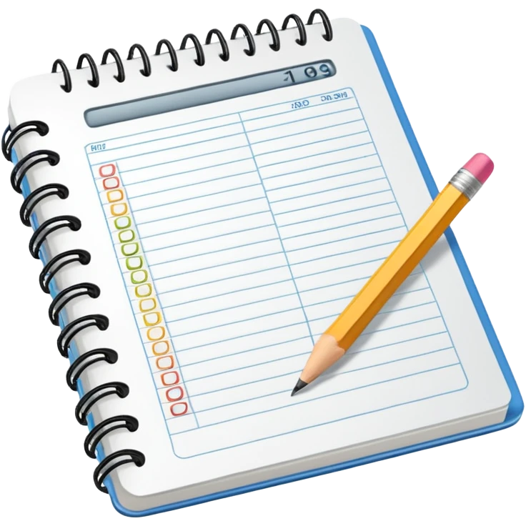 Libreta de presupuesto con numeros y cuentas emoji