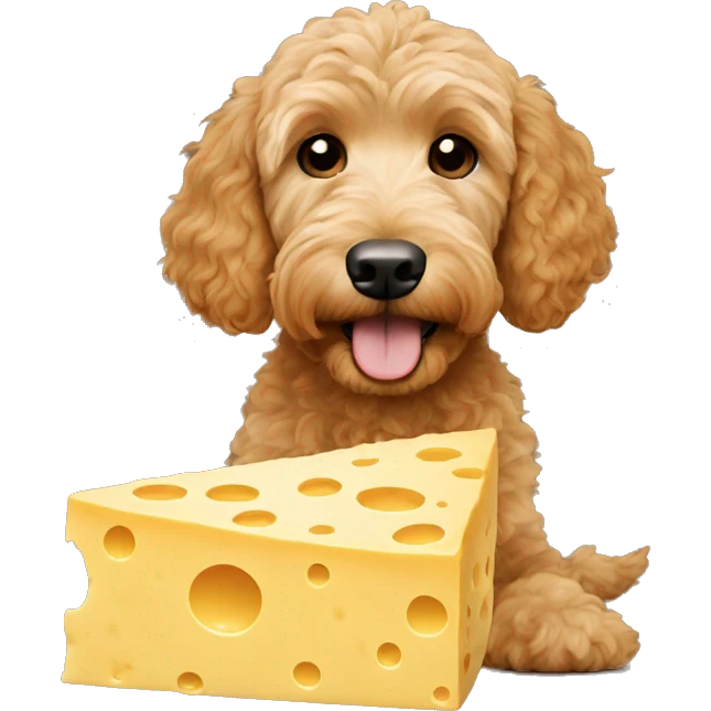 Goldendoodle eating cheese emoji