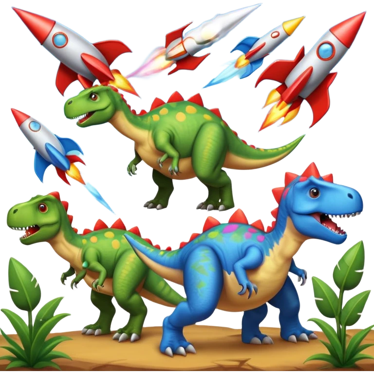 Dinosaurs with Rockets emoji