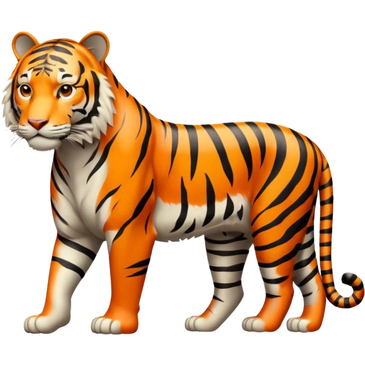 Create a single emoji of a Tiger in full body, shown at a slight side angle in a natural, characteristic pose. stylized like an emoji, but clearly recognizable.  emoji