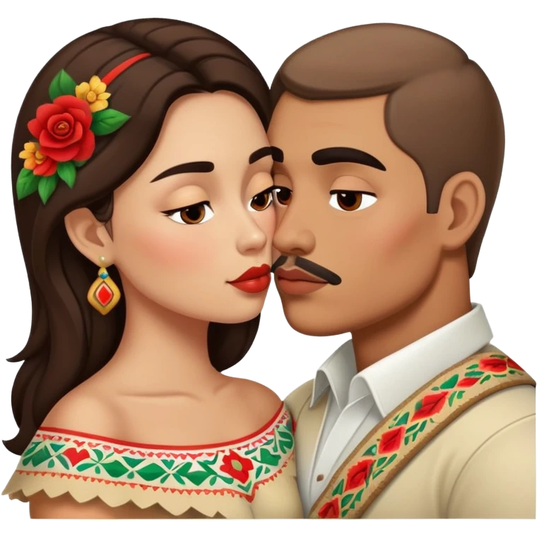 Russian and Mexican couple kissing emoji