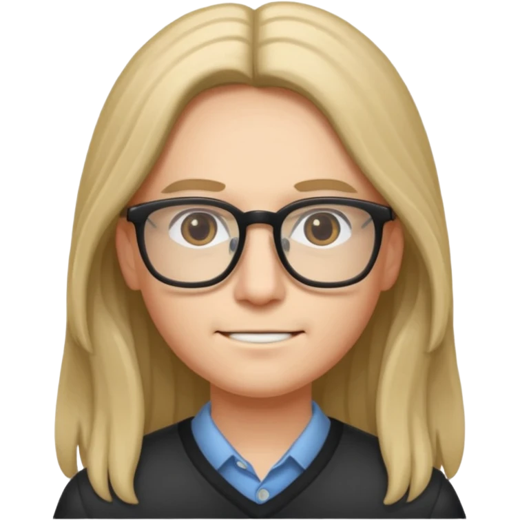 persona con cabello largo y lentes emoji