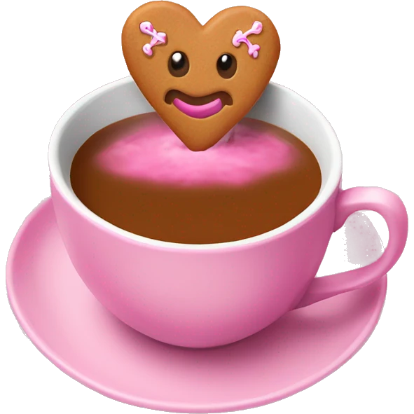 Gingerbread Heart in a pink tea cup emoji