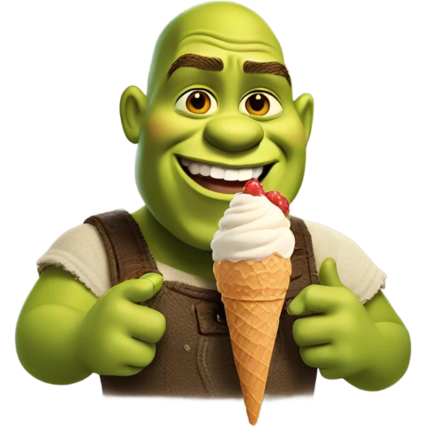 Shrek eating soft ice cream emoji