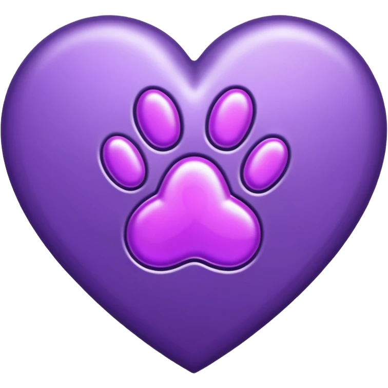purple heart with a paw print emoji