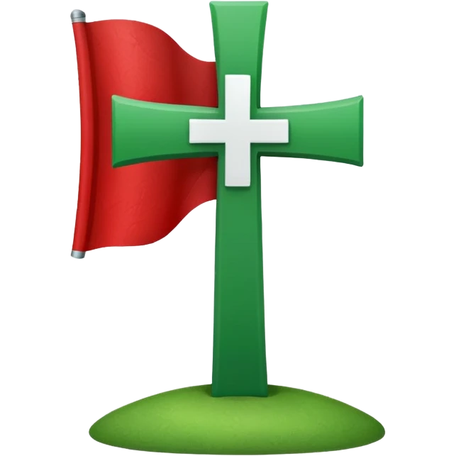 hacme un emoji de una vandera con el fondo rojo que tenca una cruz blanca y una equis por detras de la blanca de color verde emoji