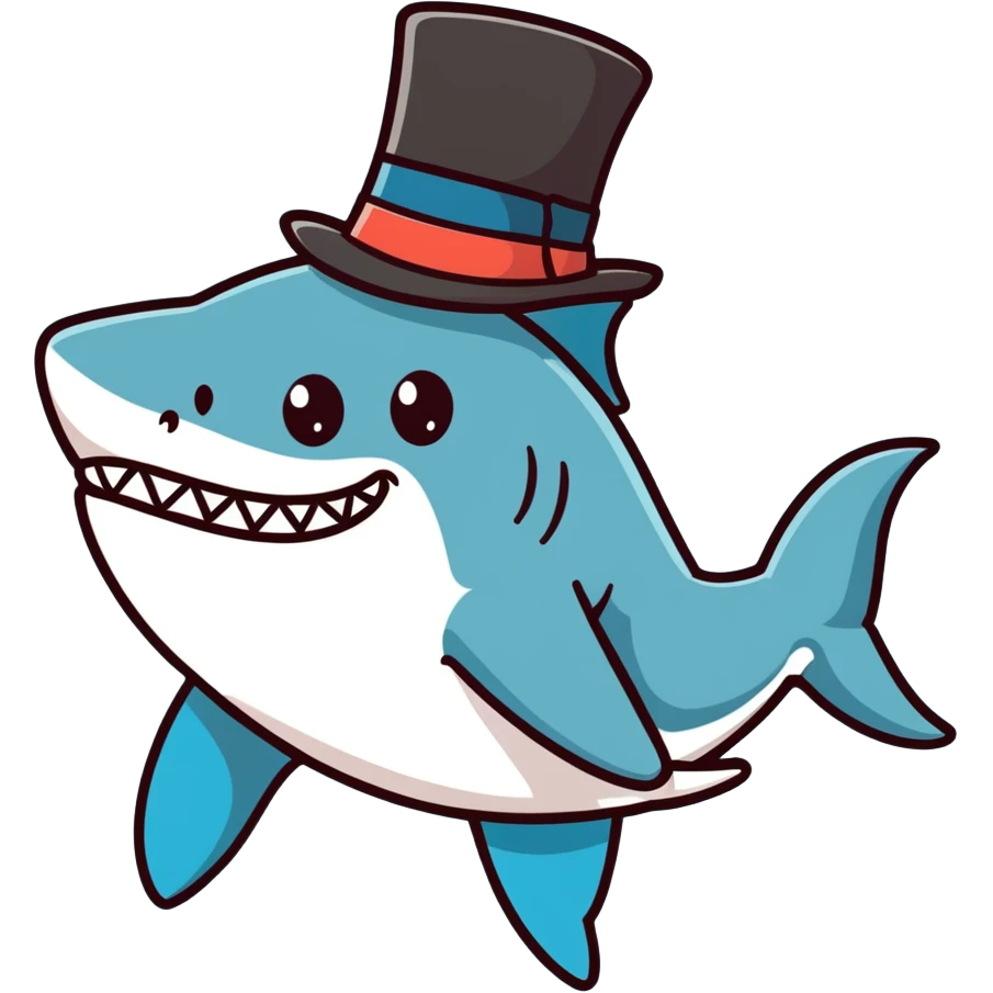 Shark with a top hat emoji