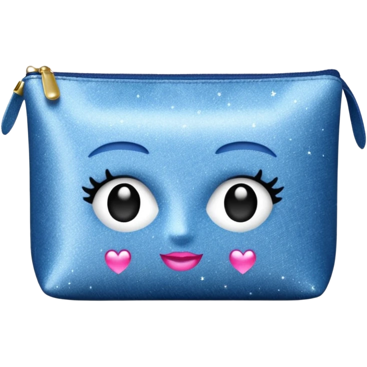 Denim cosmetic bag glittery emoji
