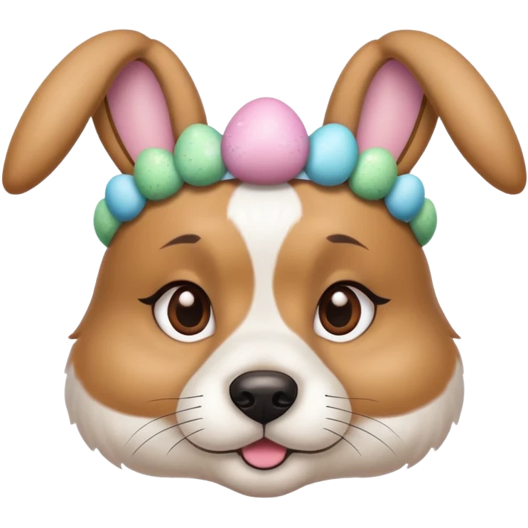 Easter bunny headband on dog Face emoji