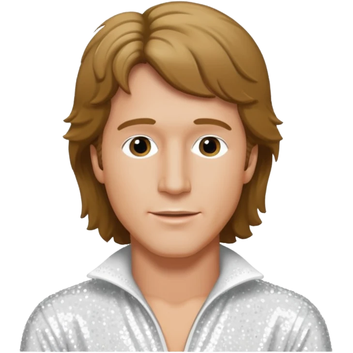 Andy Gibb with white sequin outfit emoji