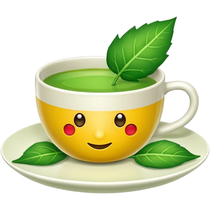 Te  - taza blanca con una hoja a un lado del plato- No dentro emoji