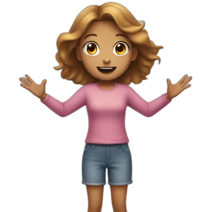 Girl with arms open waiting for a hug emoji