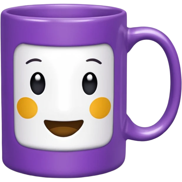 Emoji de taza blanca de la serie ‘friends’ el marco color morado emoji
