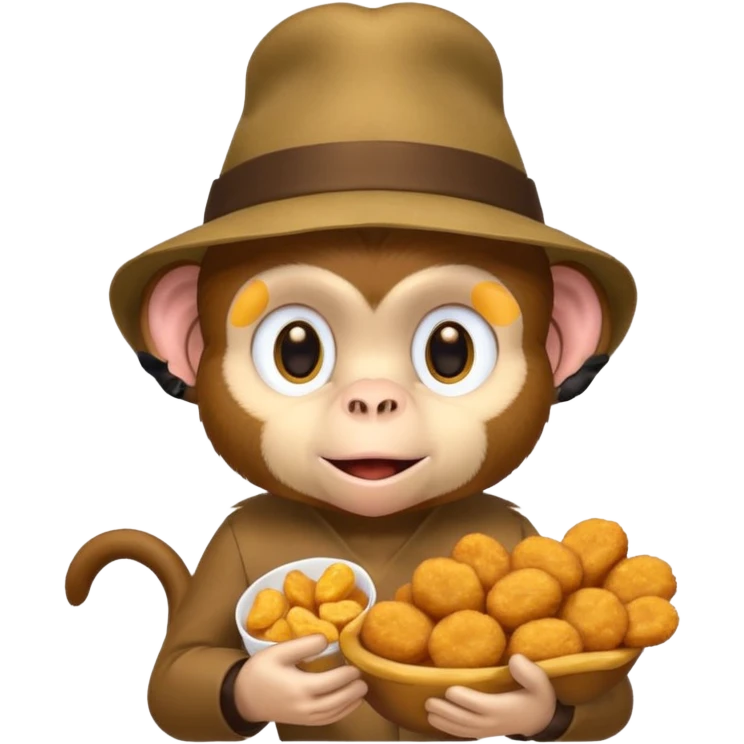 Monkey with a hat and chicken nuggets emoji