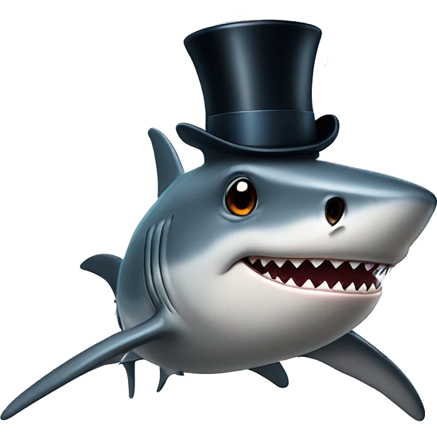 Shark with a top hat emoji