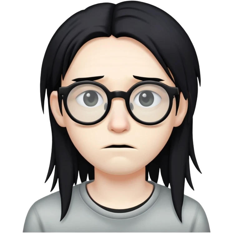 ugly with glasses and long black emo hair emoji