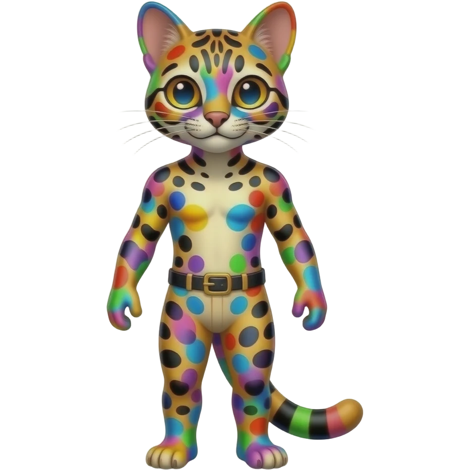 Colorful randomly colored randomly marked Civet-Mankeulv-Vernid-hybrid emoji