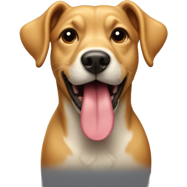 A dog with its tongue out in a side  emoji