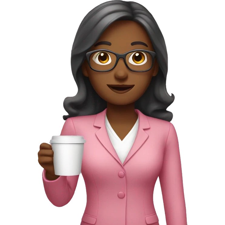 Pink Teacher  with coffee cup emoji