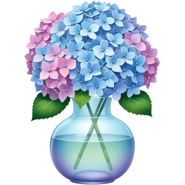 Lush Hydrangeas, translucent glass vase emoji