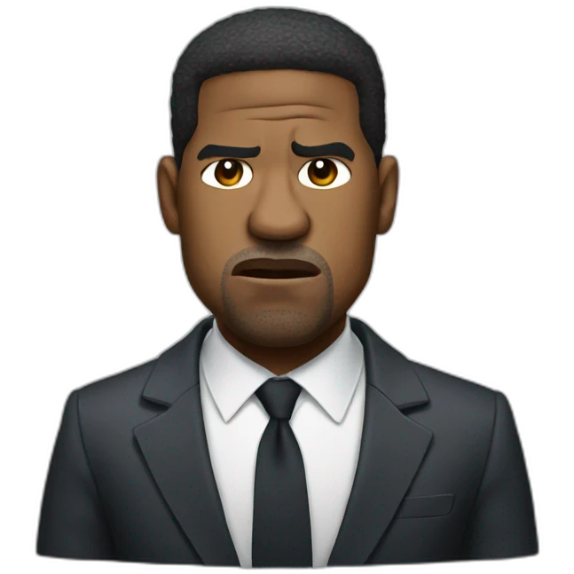 Denzel Washington angry cartoon wearing suit emoji