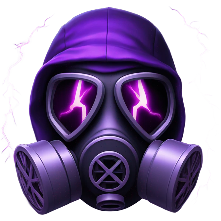 a BLACK gask mask and a purple lightning emoji