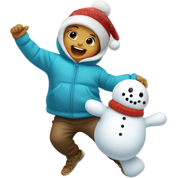 Baby dancing with a snowman emoji