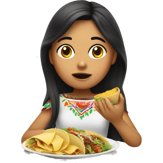 Mexican girl eating food emoji