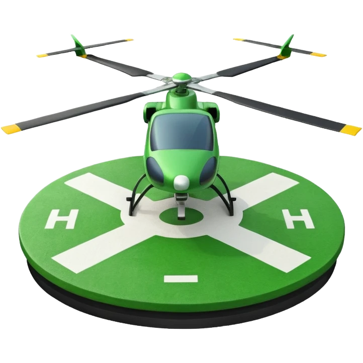 a helipad with a green surface and an H in the center emoji