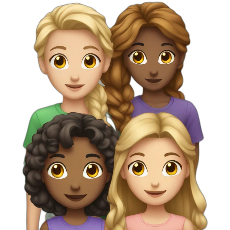 Group of Friends with one boy and three girls emoji