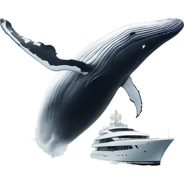 Whale breaching next to a superyacht emoji
