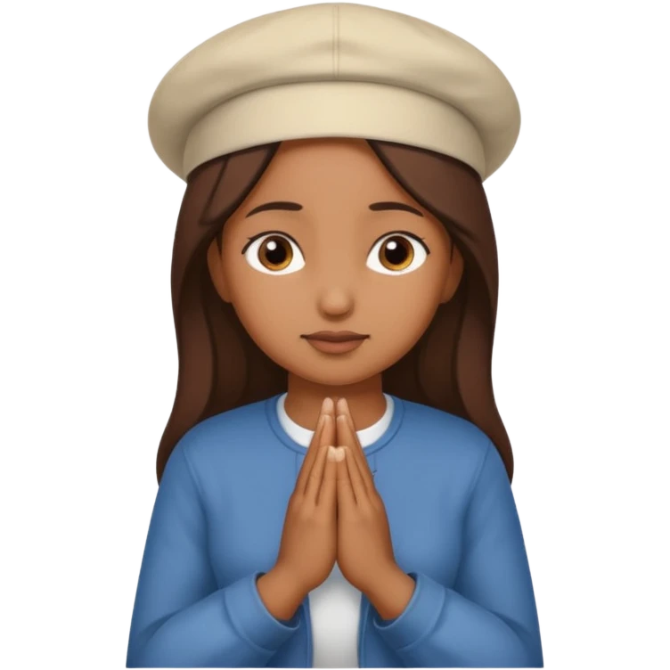 A BROWN MOTIVATIONAL woman WITH A CAP ON WITH PRAYING HANDS emoji