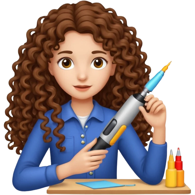 girl with long curly brown hair craft emoji