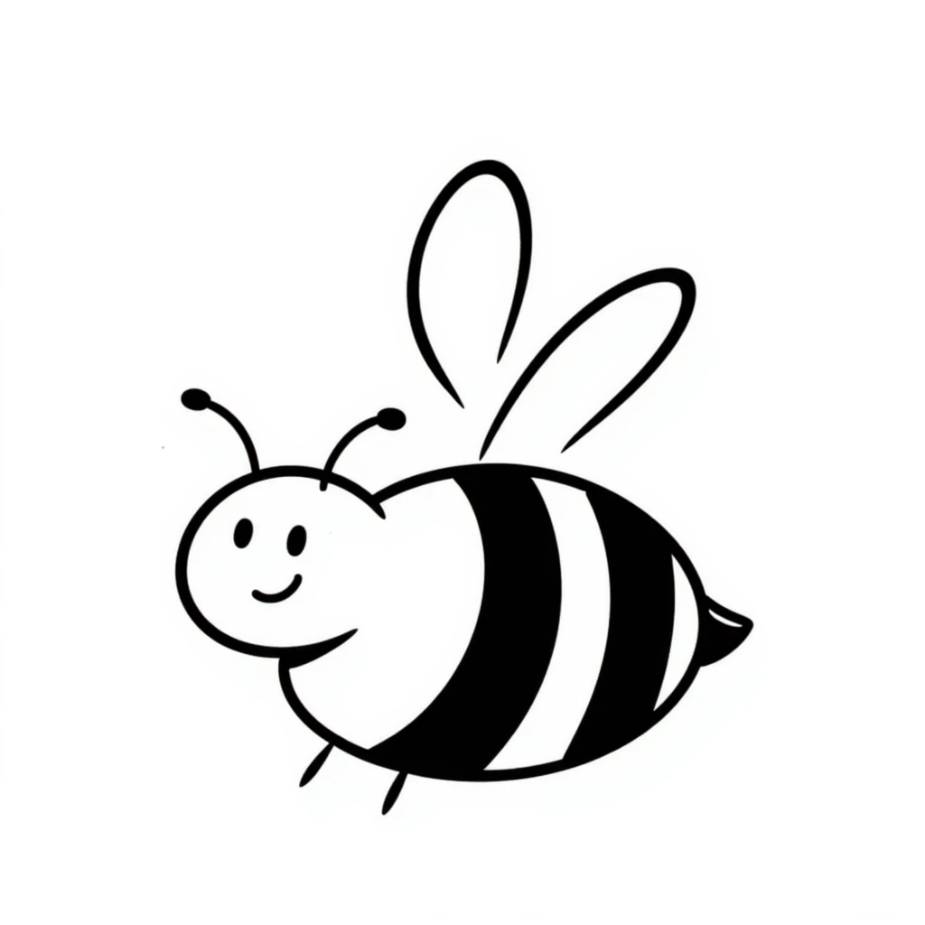 A simple hand-drawn bee with stripes and small wings emoji