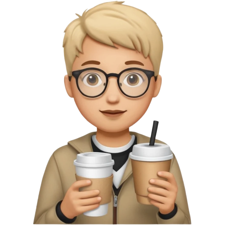 Student with round glasses and takeaway coffee emoji