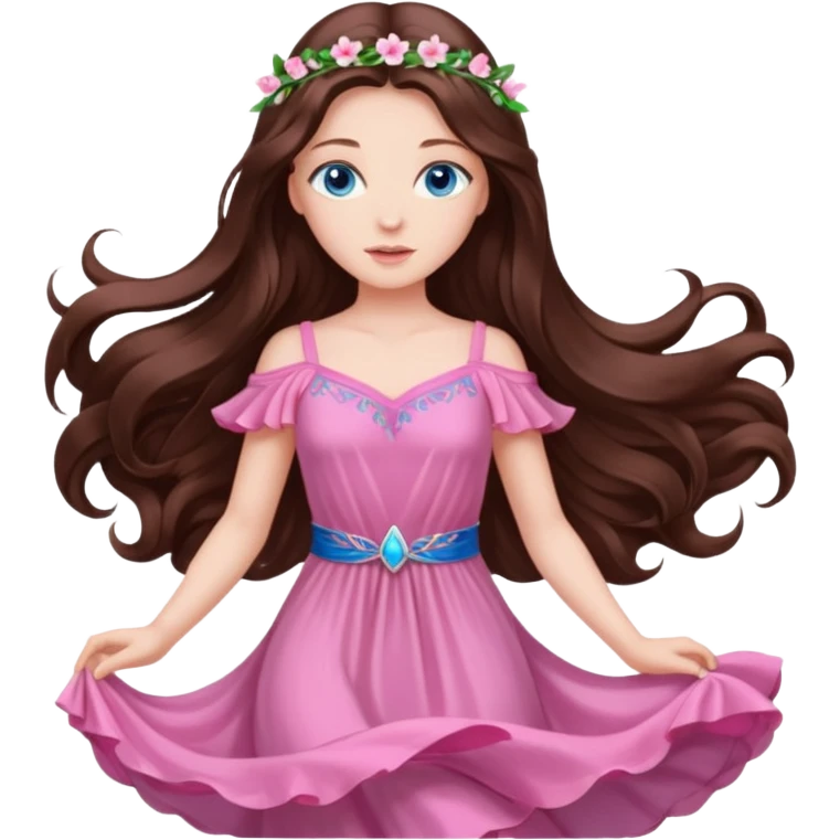 Spring pink goddess long brunette hair blue eyes emoji