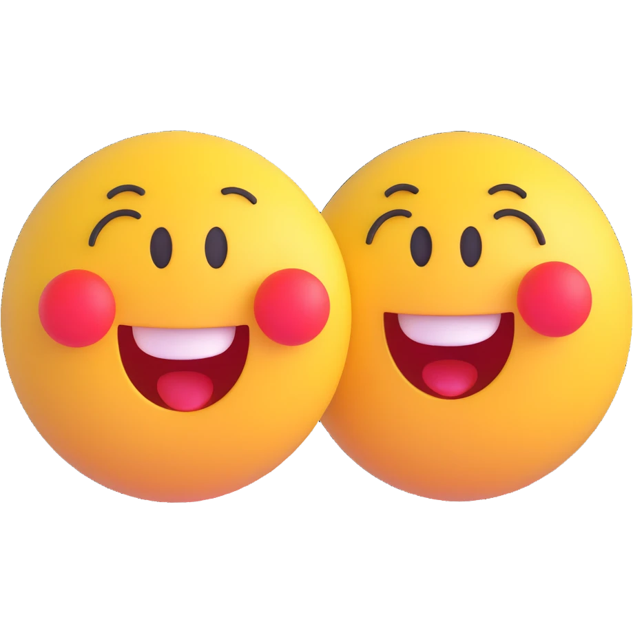 3D smiley emoji, round shape, in love: loving smiley couple singing to each other emoji