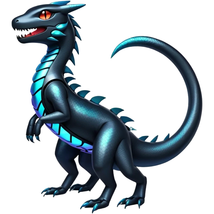 Modern Futuristic Iridescent Cyber-Salandit-Litten-Hybrid (Full body) emoji