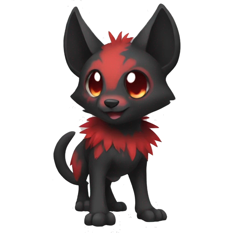 cute edgy black red animal hybrid Fakemon full body emoji