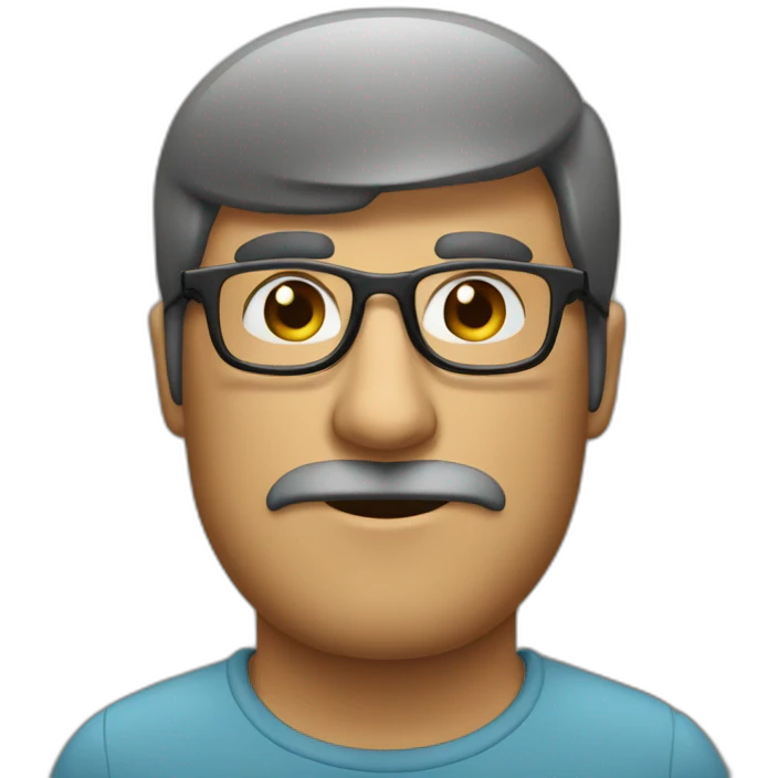 Hombre delgado, canas semis oduldo con gafas emoji