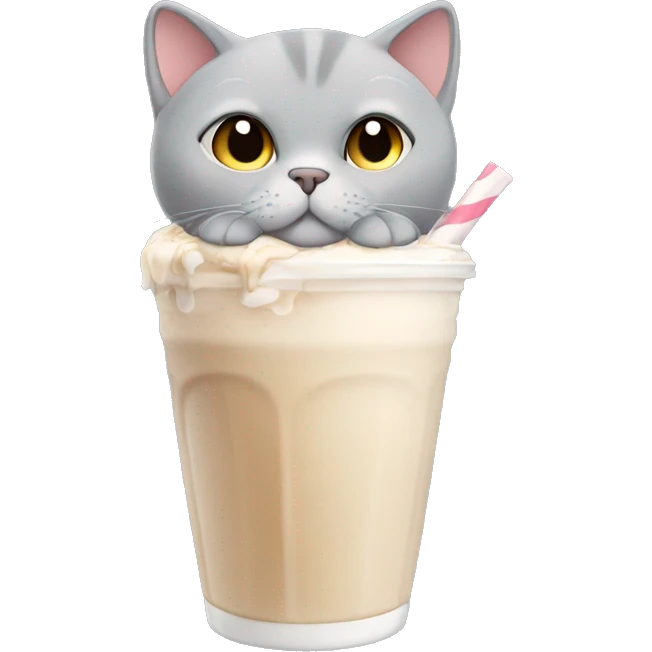 British shorthair drinking a milkshake  emoji
