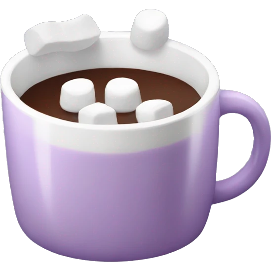Lilac mug of hot chocolate with marshmallows  emoji