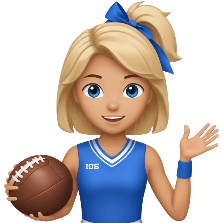 football cheerleader, holding a cheering ball, blue emoji