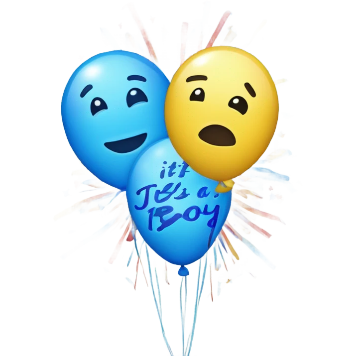 Confeti, ballons , fireworks , it’s a boy  emoji