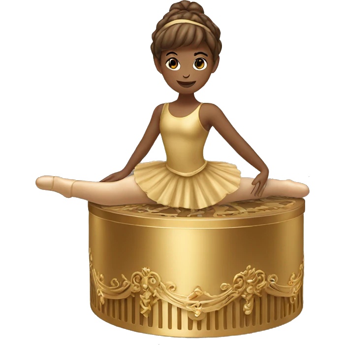  brown ballerina on a gold music box emoji